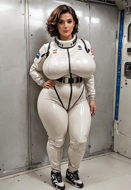 AI generated brunette Millie Morgan displays her amazing curves in the space - #3