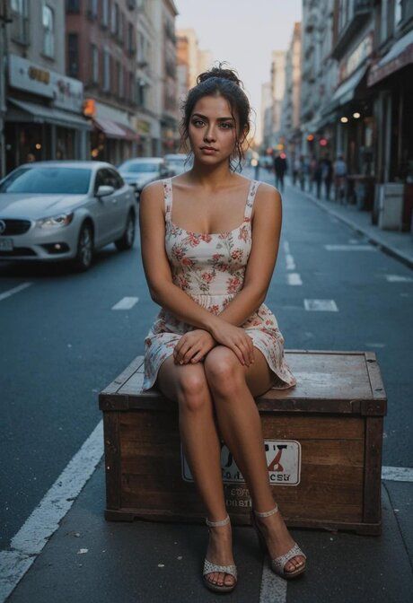 AI generated chick with small tits engages in POV sex on a public street - #3