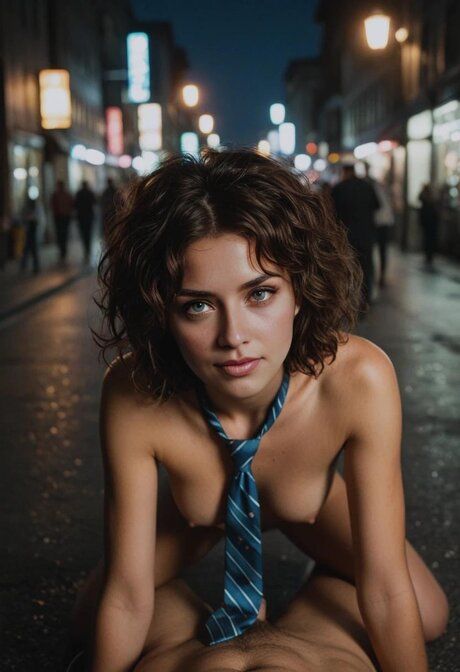 AI generated chick with small tits engages in POV sex on a public street - #2