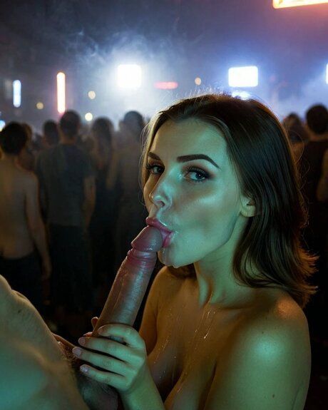 AI generated chick drips jizz from her tongue during sex in a nightclub - #3