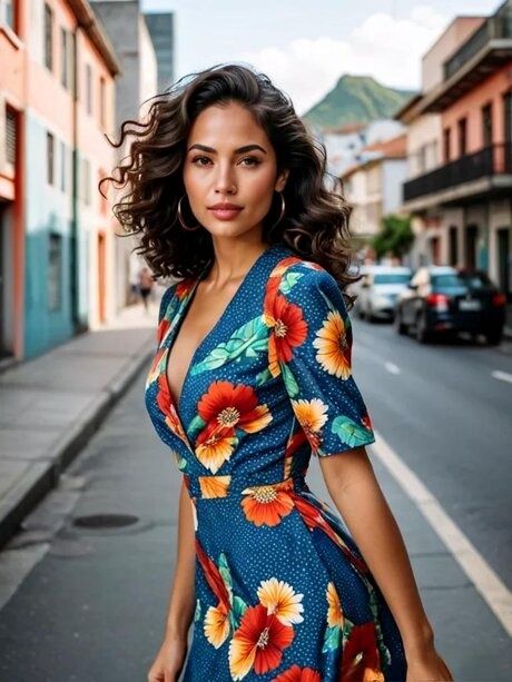 AI generated brunette businesswoman heads to a tropical beach for a vacation - #12
