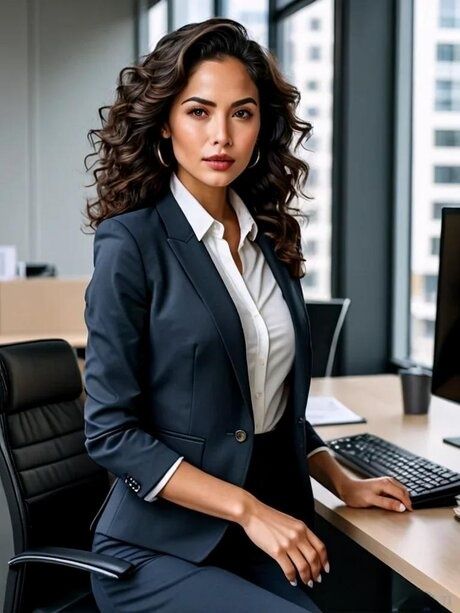 AI generated brunette businesswoman heads to a tropical beach for a vacation - #1