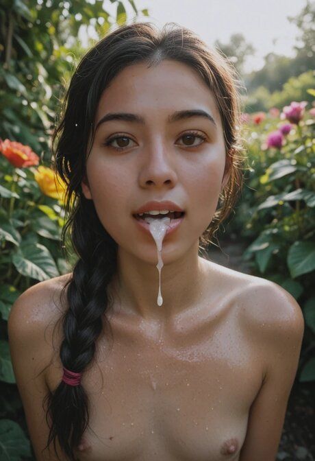 Skinny AI generated beauty sports braided pigtails during sex in a garden - #7