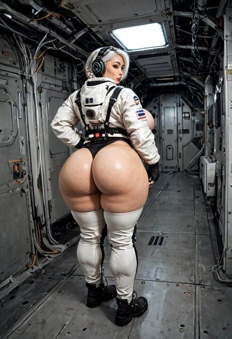 Asian fitness model flaunts her knockers and big ass inside a space shuttle - #7