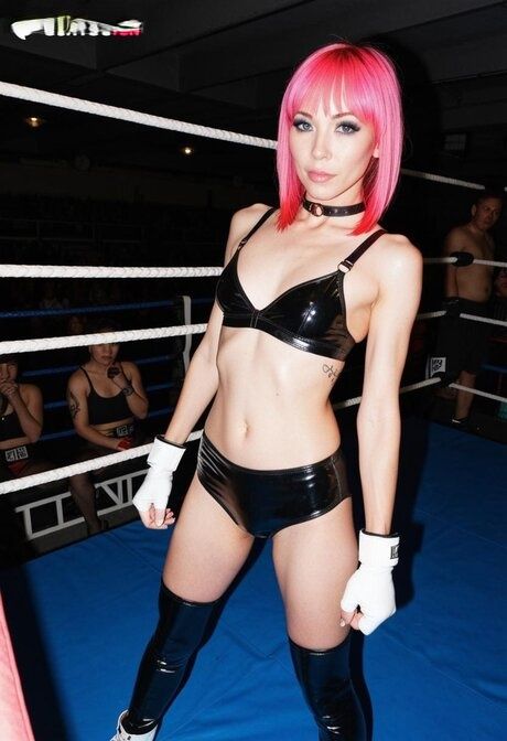 Pigtail sporty girl goes nude in boxing ring while wearing gloves - #3