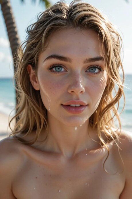 Hot blonde girl takes a selfie while posing naked in the ocean at sunset - #6