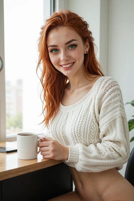 Redheaded AI generated teen poses & fucks in her hot office compilation - #5