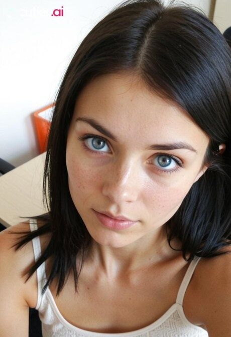 Pretty brunette with long hair and striking eyes uncovers her small tits - #6