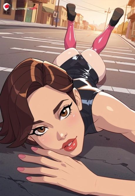 Short haired slim anime babe Mylie blows a knob in the middle of the street - #7
