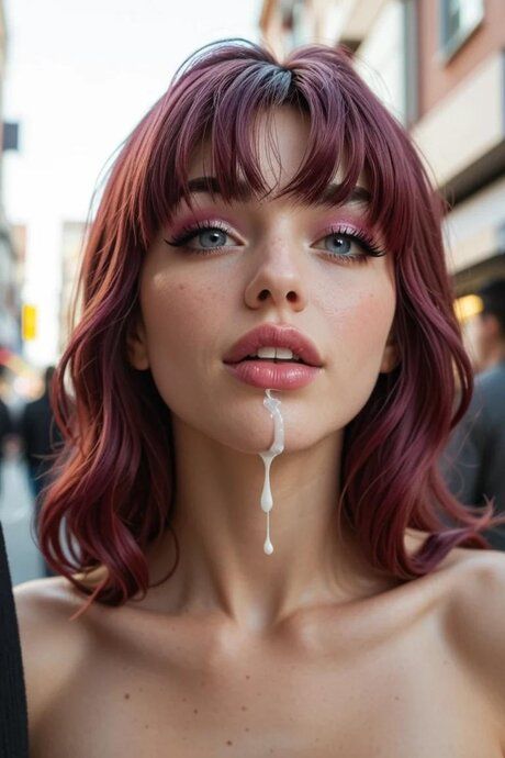 Hot girl with pink hair sucks and fucks a cock on a street corner - #7