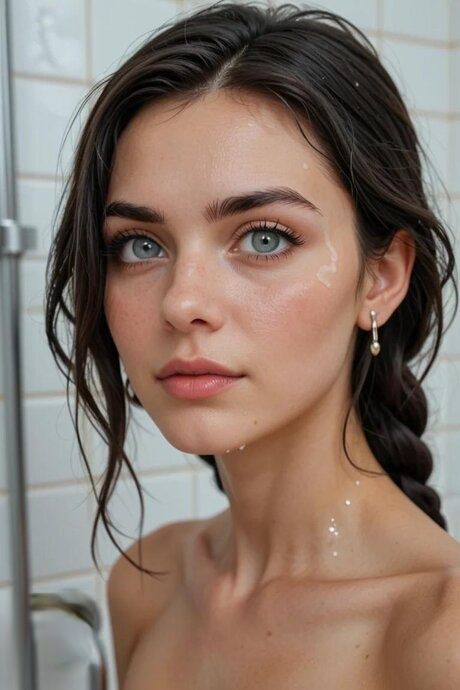 AI generated girl with a braided ponytail has POV sex in a bathroom - #5