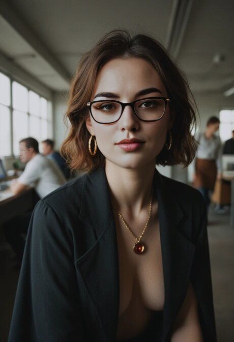 Nerdy AI secretary Mora Morticaelia shows her BJ skills and rides a knob - #3