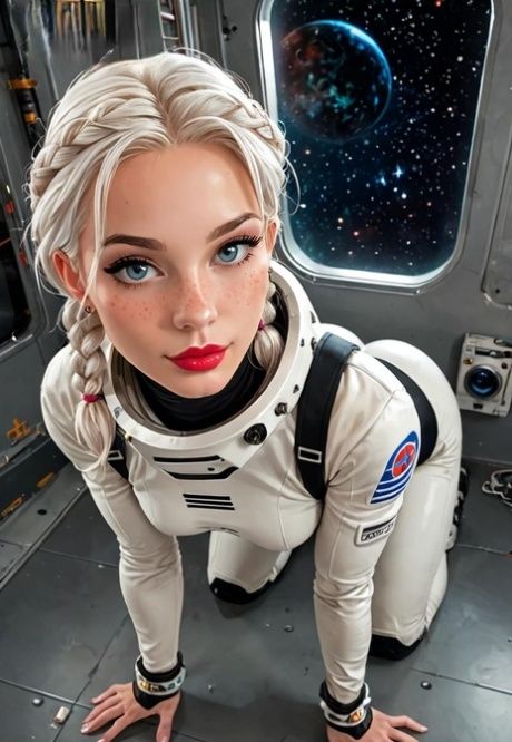 Blonde AI generated teen Destiny Rose shows her big booty in the space - #2