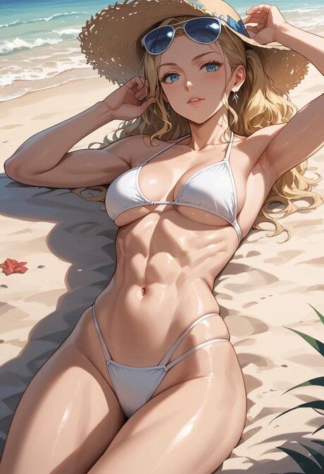 Blue eyed AI blonde Melinda Cullpepper gives head and poses on the beach - #5