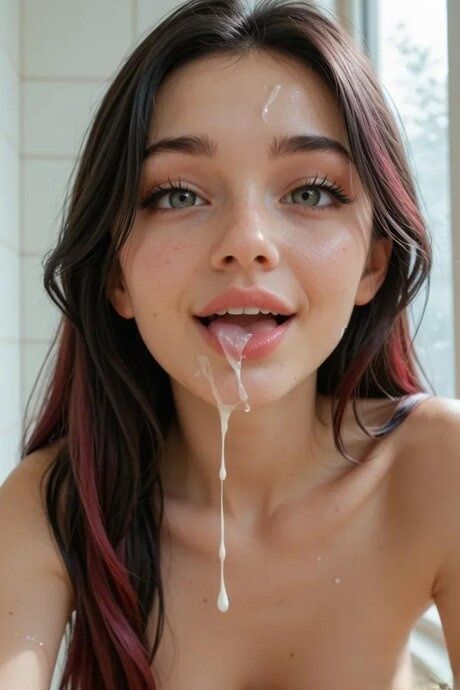 Pretty brunette GF takes a facial after having doggystyle sex in a shower - #9