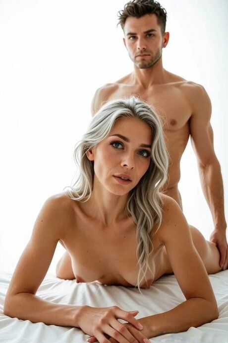 Skinny blonde shows her small tits & sucks a big dick in an AI generated scene - #12