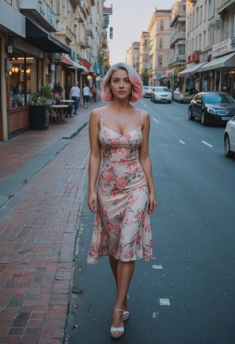 AI generated blonde MILF Zoe Baker flaunts her curves in the city - #10