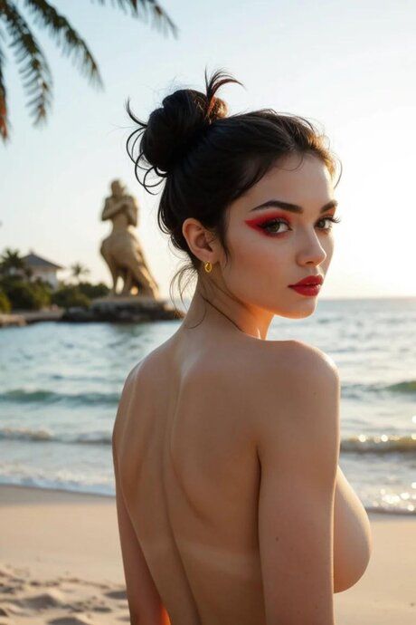 Hot girl with a big butt and phat ass takes a cumshot in the nude on a beach - #8