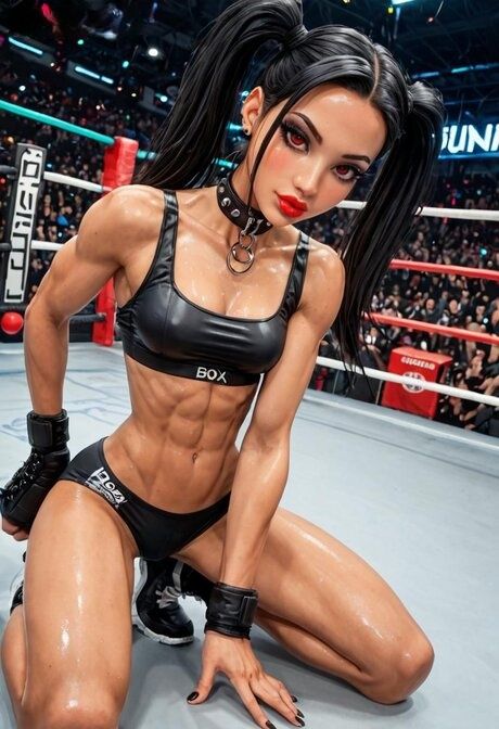 Hot brunette AI model strips to her running shoes in a boxing ring - #8