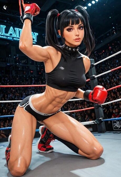 Hot brunette AI model strips to her running shoes in a boxing ring - #5