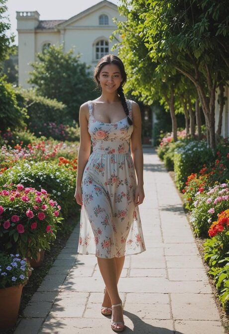 AI generated Asian maid has POV anal sex while in a flower garden - #2