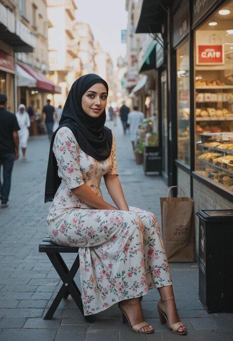 AI generated woman sports a hijab while having sex on a city street - #2