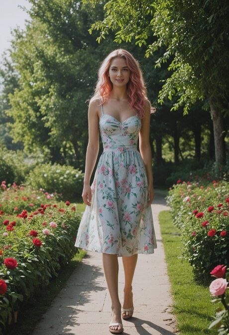 Pink haired AI generated teen Humility Vayneblush gets fucked in the garden - #8