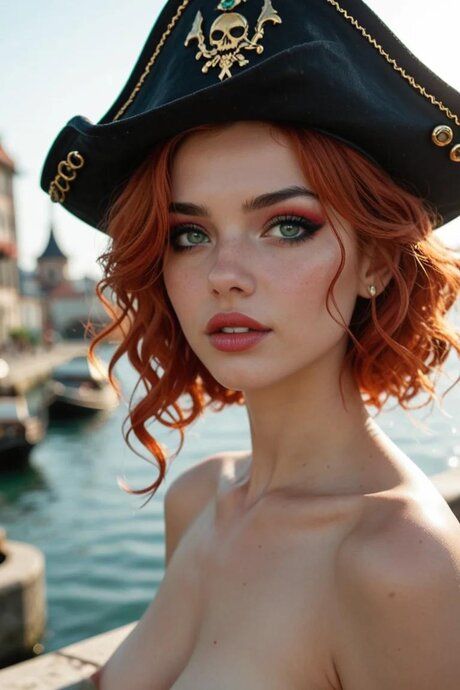 Petite AI generated redhead has POV sex on a city street in a pirate hat - #9