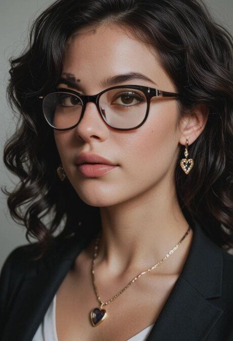 AI generated brunette wears her glasses while having sex in her office - #2
