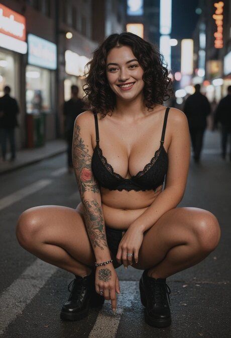 AI generated brunette has sex on a public street while totally naked - #7