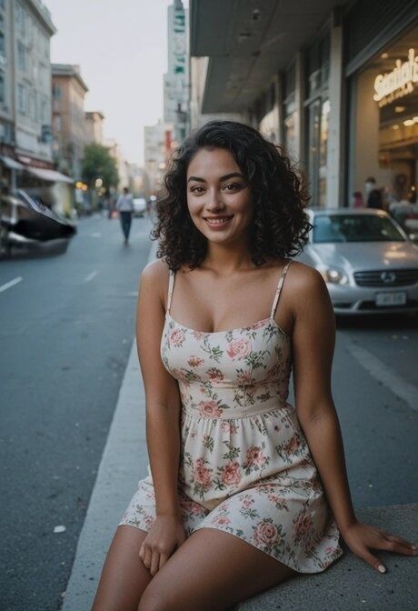 AI generated brunette has sex on a public street while totally naked - #3