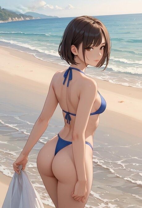 Skinny Hentai babe Kiana showing off her curvy body at the beach - #2