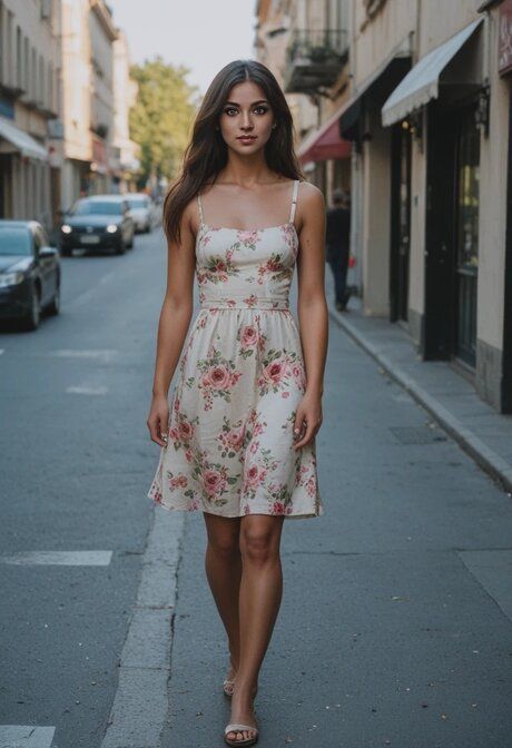 Petite brunette shows her small breasts while fully naked outdoors - #5
