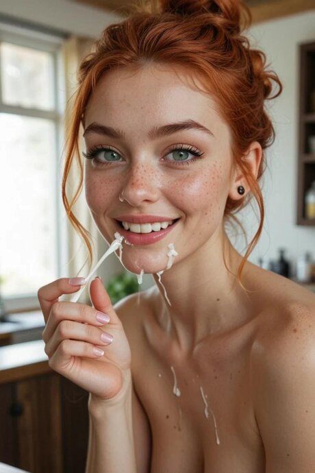 Cute redheaded AI babe poses naked and takes a monster dick anally - #8