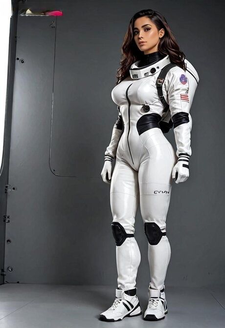 Fit AI generated model Phoebe exposing her amazing curves in the space - #2
