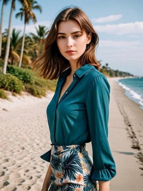 Cute AI generated babe Anastasia poses in her elegant outfits in public - #7