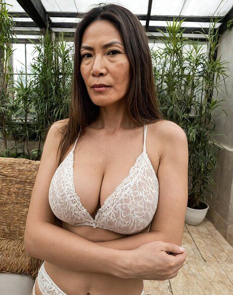 Asian granny with a round figure gets completely naked for a SFW shoot - #9