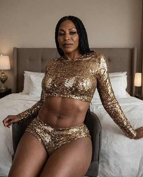 Ebony solo model sheds her lingerie to pose nude in a hotel room - #2