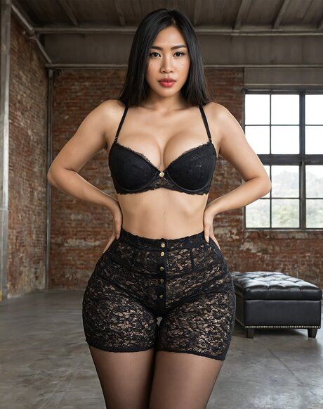 Asian solo girl removes a one-piece outfit to pose nude in a loft - #5