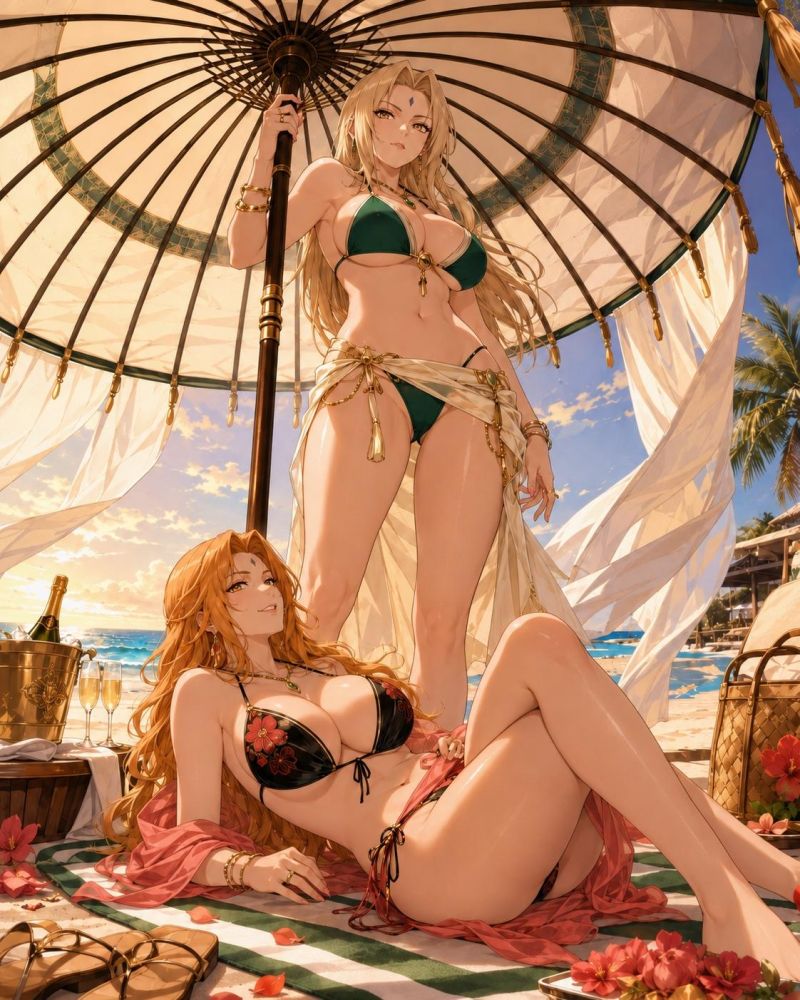 Mature Beach Fun with Tsunade & Rangiku - #5