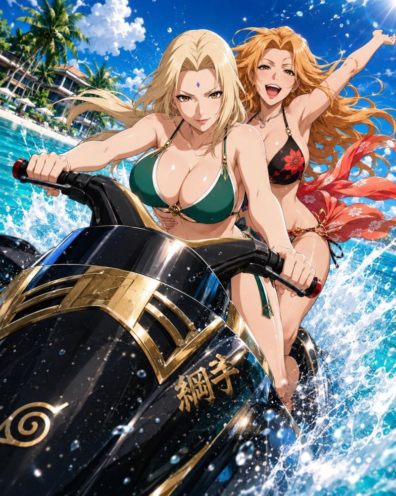 Mature Beach Fun with Tsunade & Rangiku - #8
