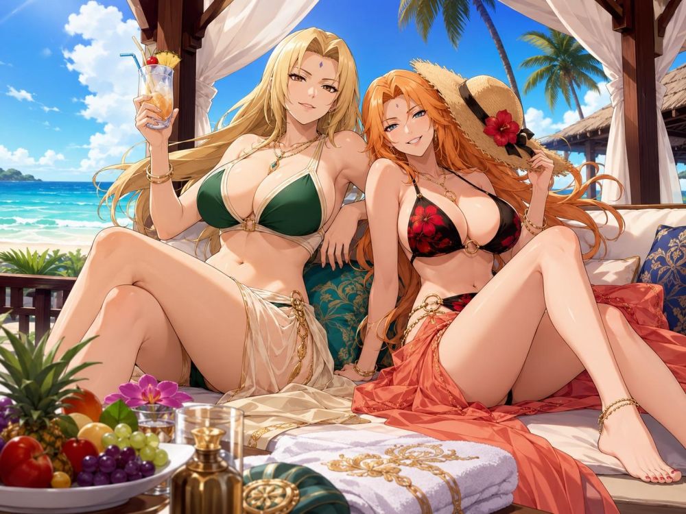 Mature Beach Fun with Tsunade & Rangiku - #2