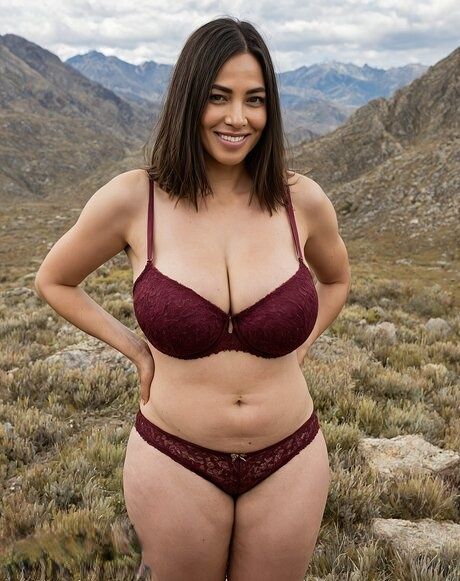 Curvy brunette gets totally naked in the wilderness with her boobs out - #3