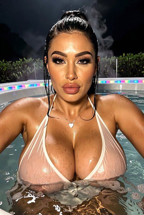 Hot girl with a great body shows her enhanced boobs in a hot tub - #1