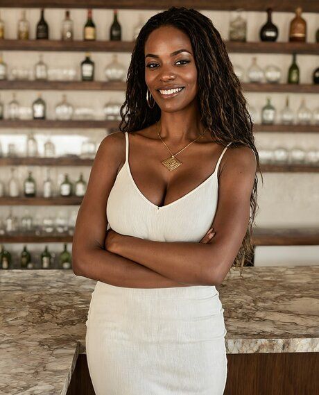 Hot black girl with perfect boobs undressing to pose in the nude at a bar - #3