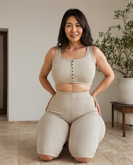Asian woman with a tan gets totally naked in a confident manner - #2
