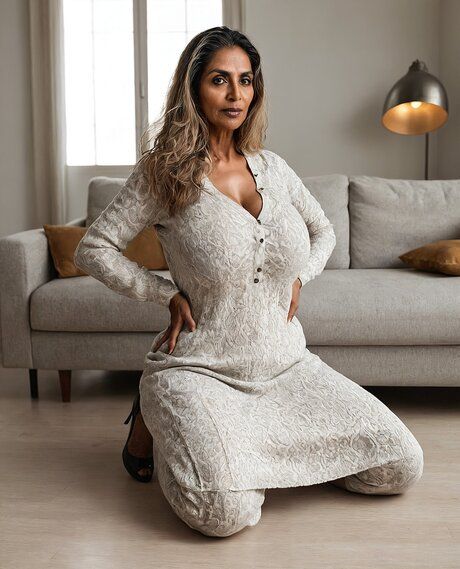 Indian granny with wavy hair takes off her clothes to get totally naked - #3
