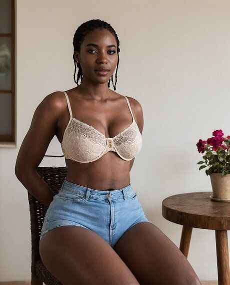 Black girl with a flat stomach stands naked while changing her clothing - #4