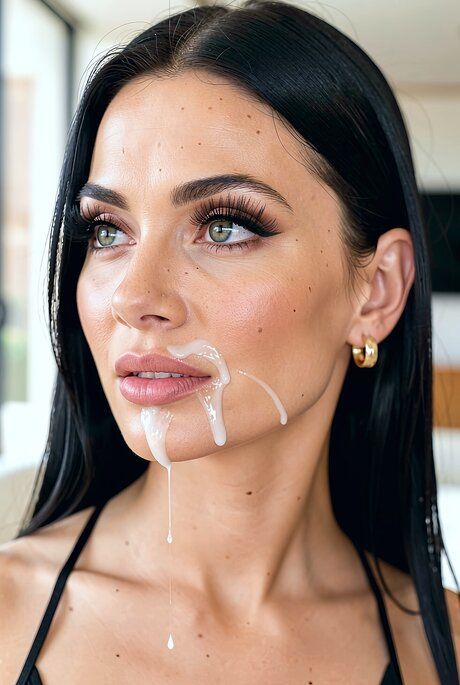 Hot girl with long straight hair sports sperm on her face after sex - #5