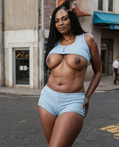 Black girl gets naked on a city street during a solo performance - #3